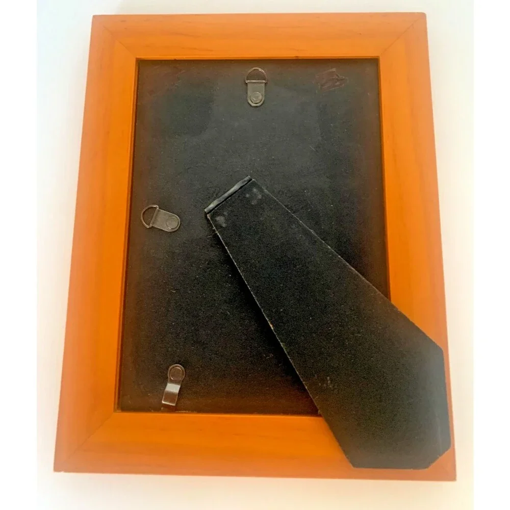Vintage Mid-Century Modern MCM Wood Picture Frame Burnt Orange/Black Trim 7